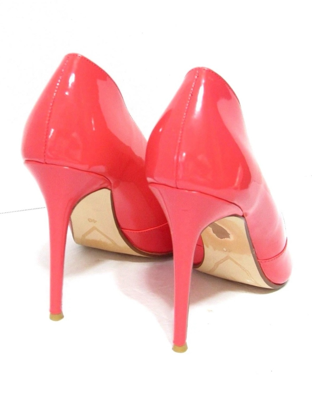 Dune London Hot Pink Patent Leather Pointed-Toe Pumps W/ A Sleek Stiletto Heel.